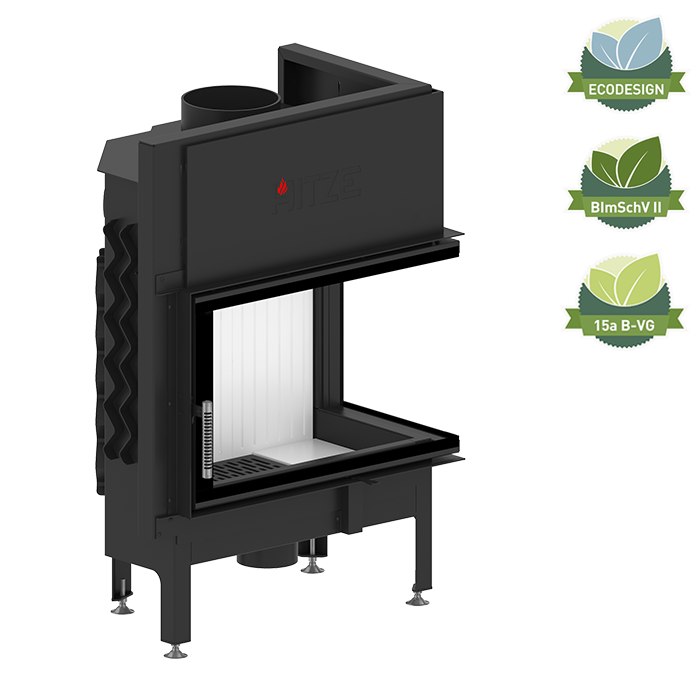 Zestaw kominek powietrzny stalowy KRATKI LUCY Prawy BLACK 14 kW Ø 200 z akcesoriami HITZE ALBERO AL14RH kominek fireplace DECOR 2 - Zestaw kominek powietrzny stalowy KRATKI LUCY Prawy BLACK 14 kW Ø 200 z akcesoriami